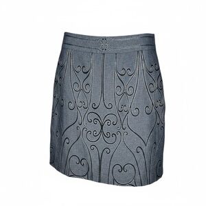 Talbot's Skirt 10 Lined Gray Black Embroidered Business Casual Applique